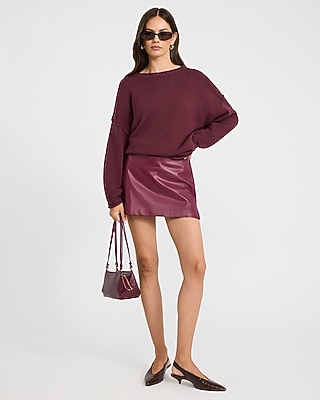 Boat Neck Roll Hem Oversized Sweater