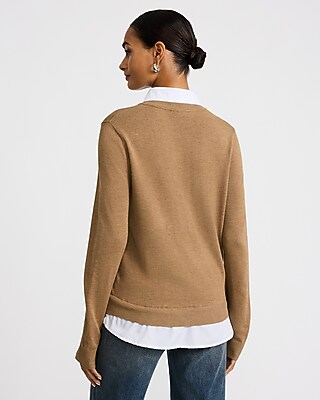 Layered V-Neck Pullover Sweater