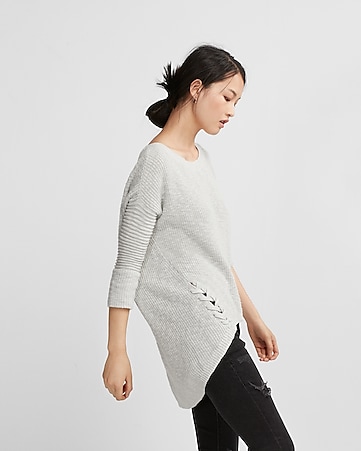 Oversized Cable Knit Tunic Sweater | Express