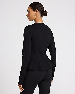 V-Neck Novelty Button Peplum Sweater - thumbnail 7