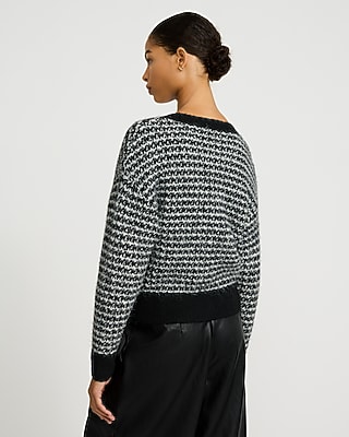 Wool-Blend Textured Striped V-Neck Cardigan - thumbnail 4