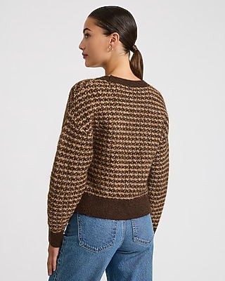Wool-Blend Textured Striped V-Neck Cardigan