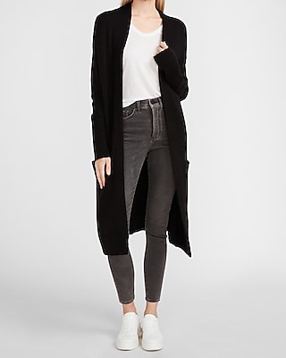leather sleeve cardigan