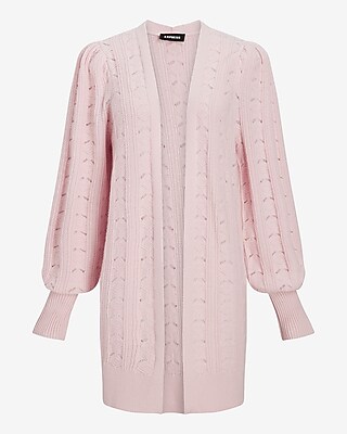 Pointelle Balloon Sleeve Cardigan