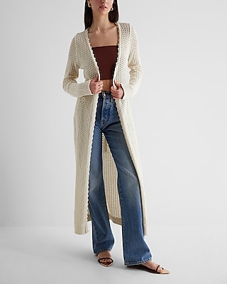 Tie-Waist Textured Recycled Knit Duster Cardigan