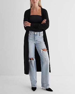 Dolman Sleeve Tie Waist Duster Cardigan