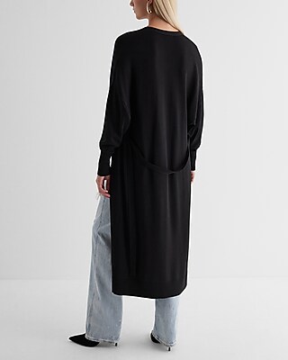 Dolman Sleeve Tie Waist Duster Cardigan