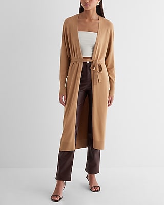 Dolman Sleeve Tie Waist Duster Cardigan