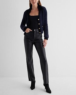 Tipped Faux Fur Novelty Button Cardigan