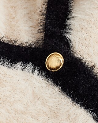 Tipped Faux Fur Novelty Button Cardigan