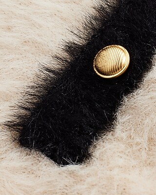 Tipped Faux Fur Novelty Button Cardigan