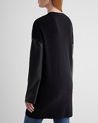 Faux Leather Sleeve Cardigan