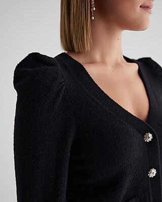 V-Neck Embellished Button Cardigan