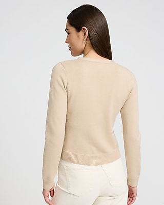 Fitted Crew Neck Bow Cardigan - image 3