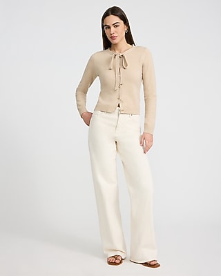 Fitted Crew Neck Bow Cardigan - image 4