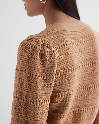 Textured V-Neck Bow Cardigan - image 4