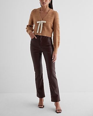Textured V-Neck Bow Cardigan - image 5