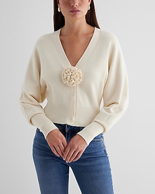 V-neck Rosette Cardigan | Express