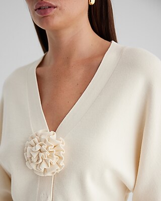 V-neck Rosette Cardigan | Express