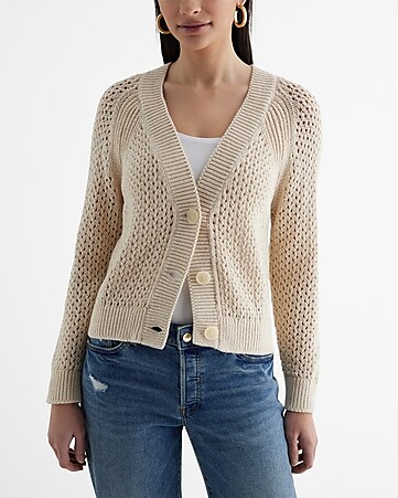 Super Soft V- Neck Chunky Cable Knit Cardigan [Free Express