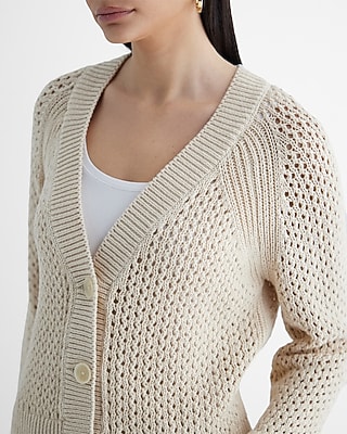 Open Stitch V-Neck Cardigan