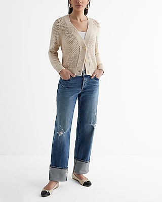 Open Stitch V-Neck Cardigan