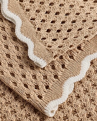 Tipped Open Stitch V-Neck Cardigan