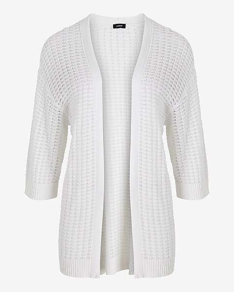 Linen-blend Open Stitch Kimono Sleeve Cardigan | Express