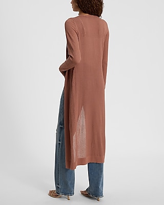 V-Neck Ribbed Duster Cardigan