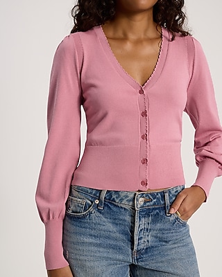 Scalloped V-Neck Cardigan