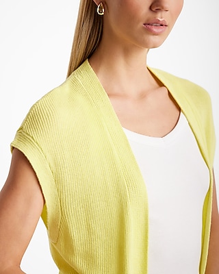 Linen-Blend Sleeveless Duster Cardigan