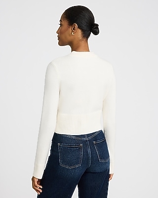 Crew Neck Button Front Cropped Cardigan