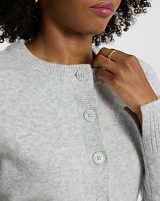 Crew Neck Button Front Cropped Cardigan