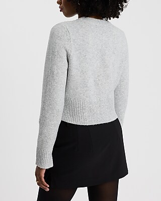 Crew Neck Button Front Cropped Cardigan