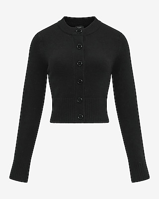 Crew Neck Button Front Cropped Cardigan