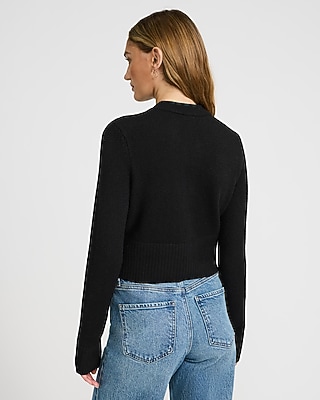 Crew Neck Button Front Cropped Cardigan