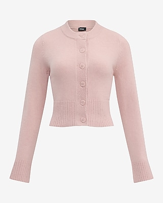 Crew Neck Button Front Cropped Cardigan