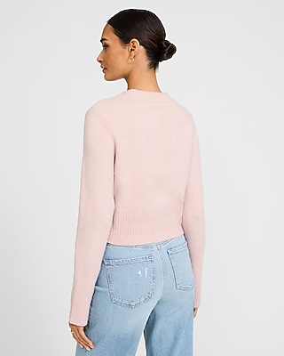 Crew Neck Button Front Cropped Cardigan