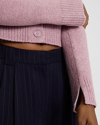 Crew Neck Button Front Cropped Cardigan