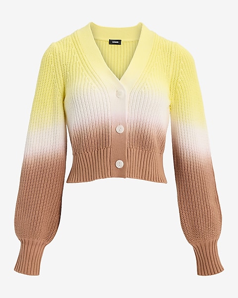 Ombre Ribbed V-neck Cardigan | Express Ombre Ribbed V-neck Cardigan | Express