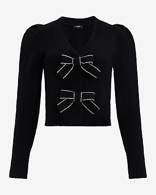 Embellished Bow V-neck Cardigan | Express