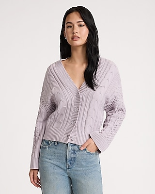 Relaxed V-neck Cable Knit Cardigan