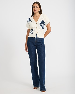 Nautical V-Neck Dolman Sleeve Cardigan