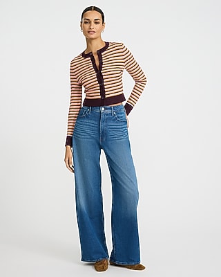 Airy Soft Multi Striped Crew Neck Cardigan