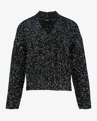 Metallic Brushed Double Breasted Cardigan