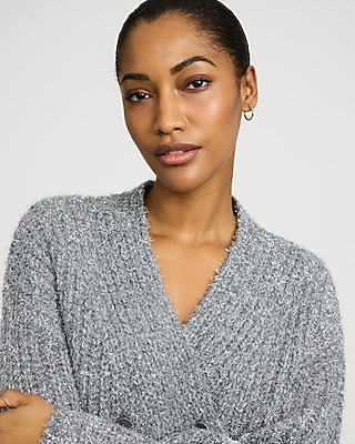 Metallic Brushed Double Breasted Cardigan