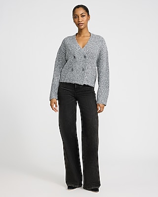 Metallic Brushed Double Breasted Cardigan