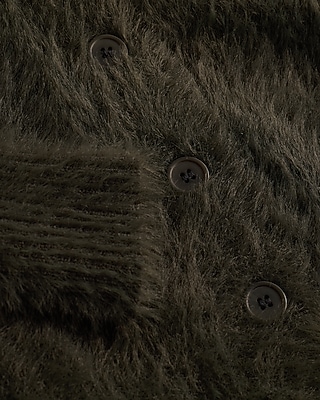 Fuzzy Brushed Crew Neck Cardigan