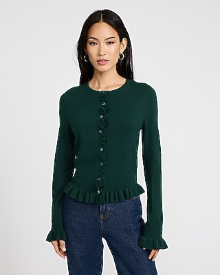 Crew Neck Ruffle Cardigan - image 5
