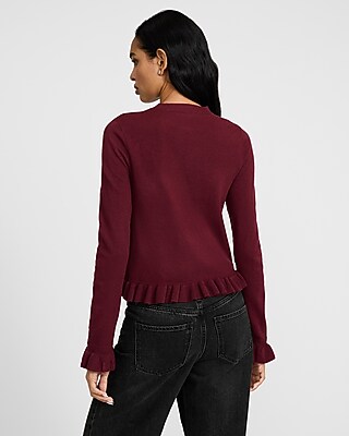 Crew Neck Ruffle Cardigan - image 2
